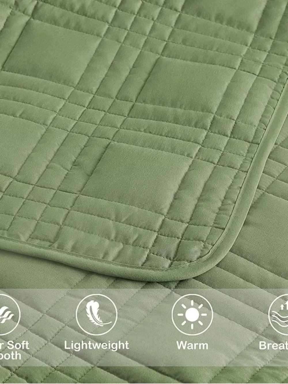 Sage Queen 3 piece Quilted Luxury Bedspread